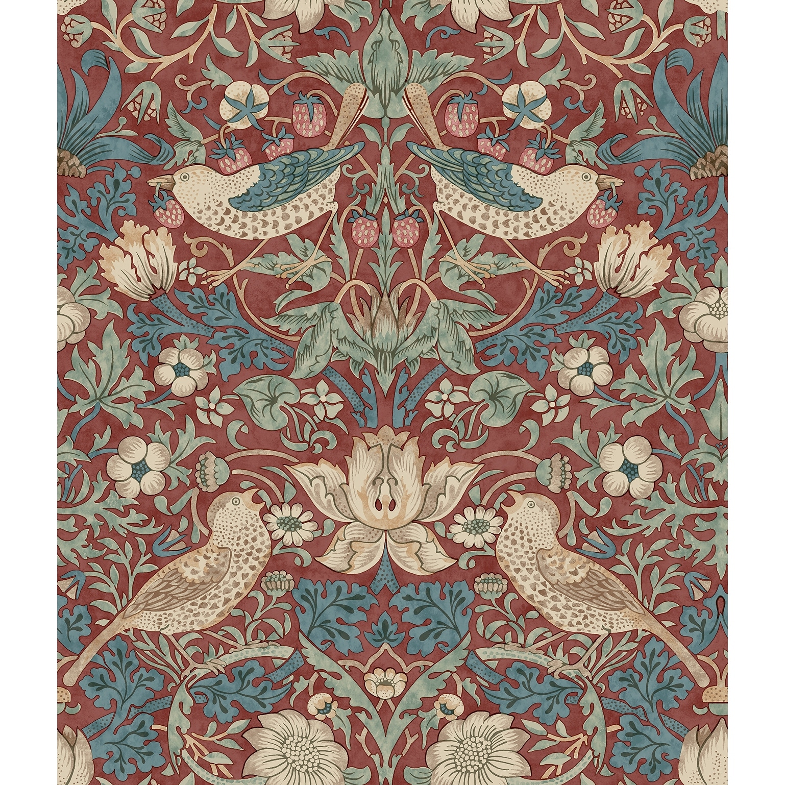 Strawberry Thief Madder Peel and Stick Wallpaper