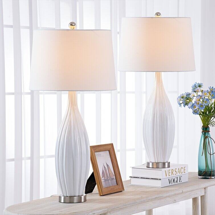 31" Standard White Porcelain Table Lamp Set (Set Of 2) (Set of 2)
