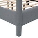 preview thumbnail 20 of 39, Canvas-upholstered Canopy Bed - Platform Wingback Bed Frame with USB, Type-C Ports Headboard, 4 Canopy Columns, 2 Sides Pocket