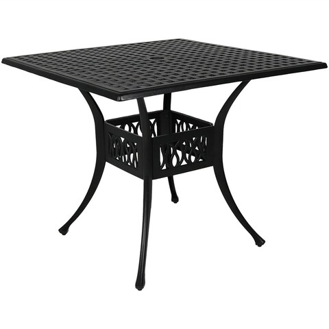 Sunnydaze Black Heavy-Duty Cast Aluminum Outdoor Square Patio Dining Table - 35"