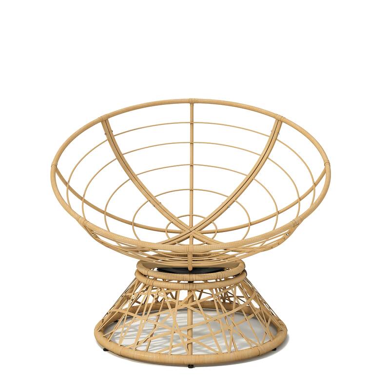 Polypropylene Wicker Swivel Lounge Chair with Thick Cushion and 360° Rotation