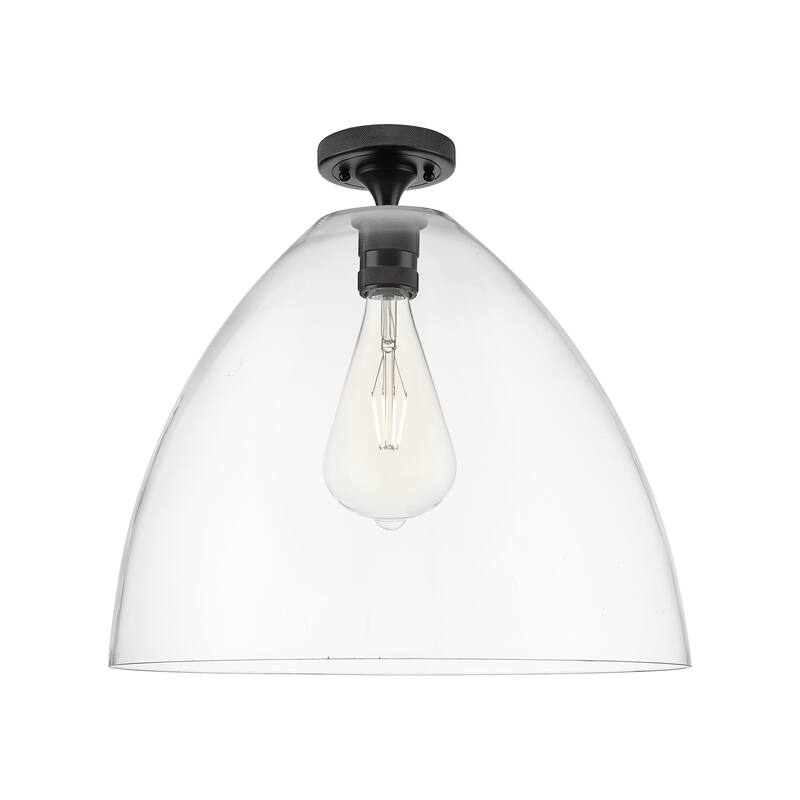Innovations Lighting 434-1F-10-16 Crown Point Flush Dome Crown Point - Matte Black / Clear