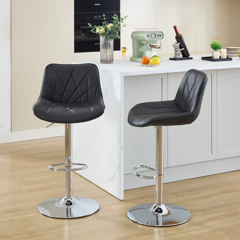 Adjustable Swivel Bar Stools Height Island Chairs with Back Set of 2
