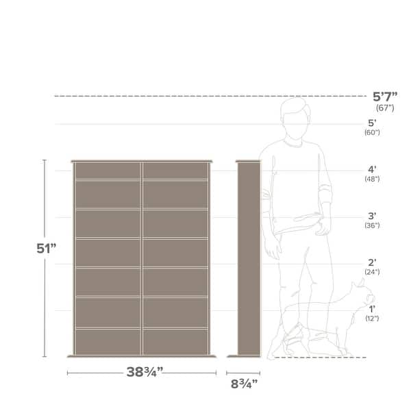 dimension image slide 2 of 4, Prepac Media Storage Display Cabinet 8.75" D x 38.75" W x 51" H
