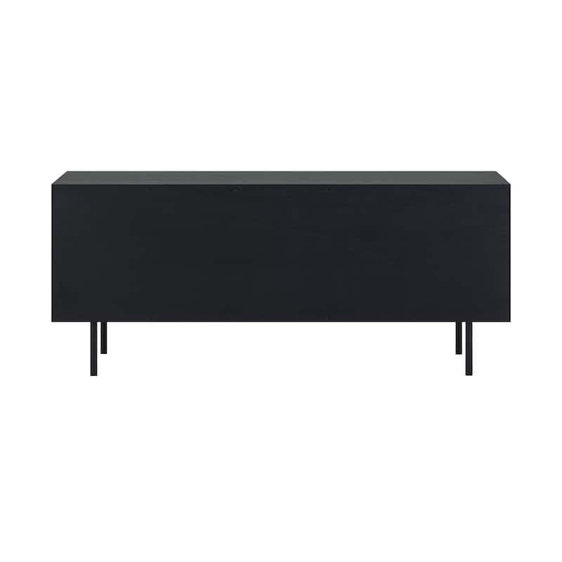 Pasadena 66" Black Oak Wood 4 Door Sideboard Buffet Cabinet