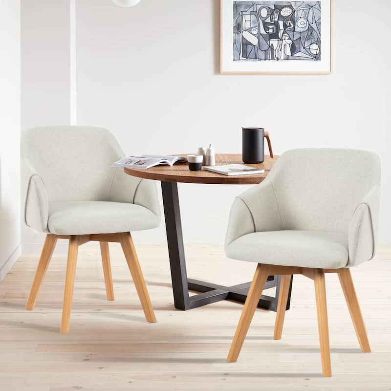 Upholstered Swivel Dining Chairs Set of 2 with Solid Wood Legs - 33.1" H x 21.5" W x 22.5" D