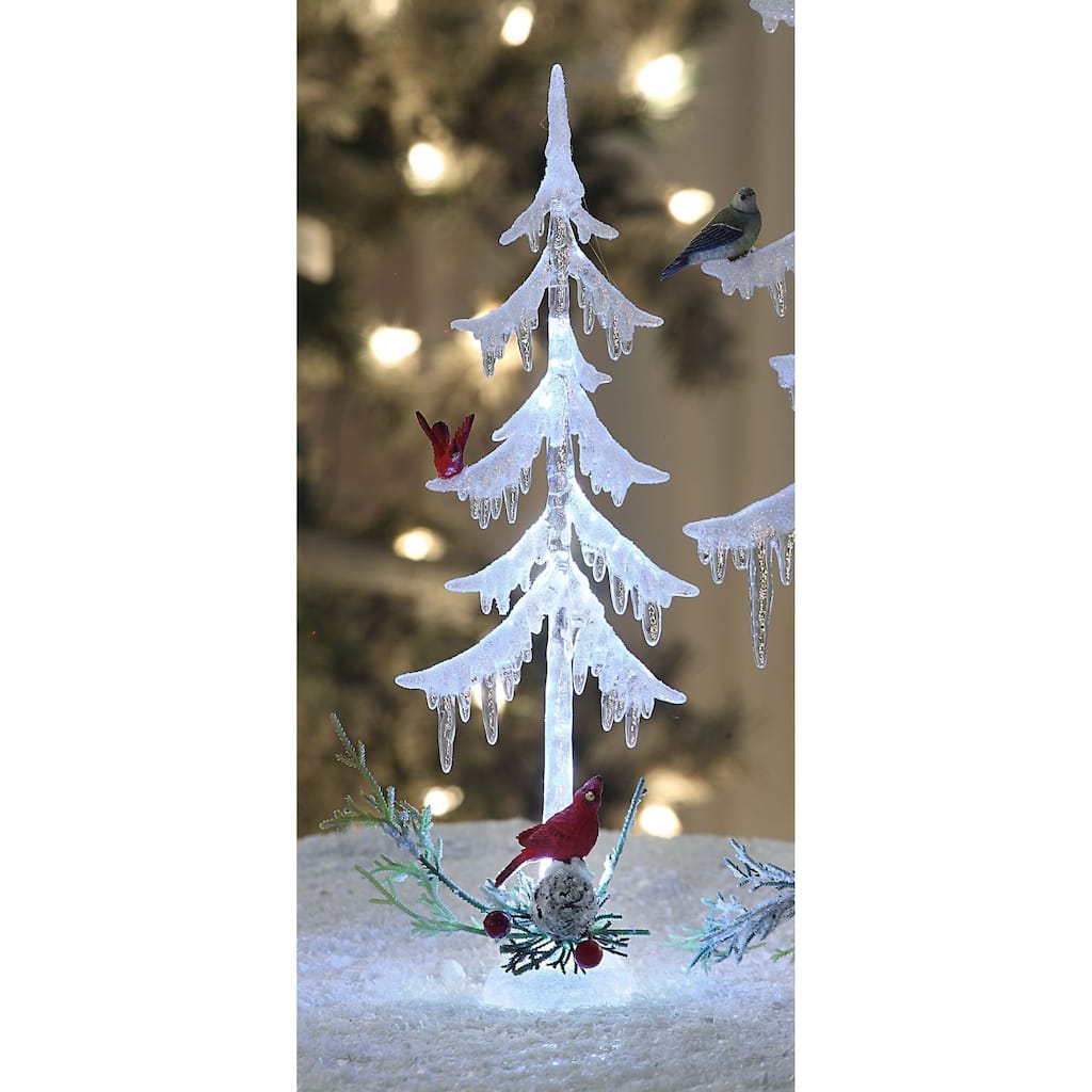 Set of 2 Clear Cardinal Bird Icicle TreeChristmas Ornament 12.5"