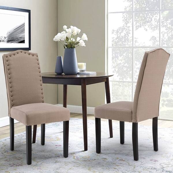 Fabric Upholstered Nailhead Trim Parson Dining Chairs Set of