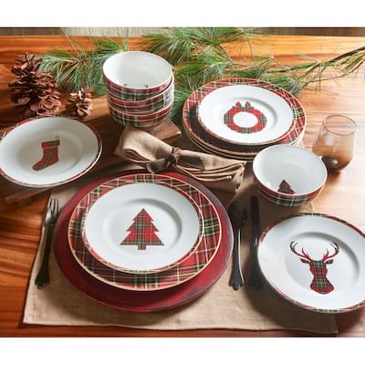 222 Fifth Wexford 12 Piece Dinnerware Set, Red