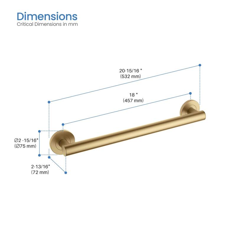 18-Inch Stainless Steel Bathroom Safety Grab Bar