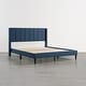 preview thumbnail 27 of 70, Spruce & Spring Eleanor Upholstered Platform Bed Frame with Vertical Stripe Headboard