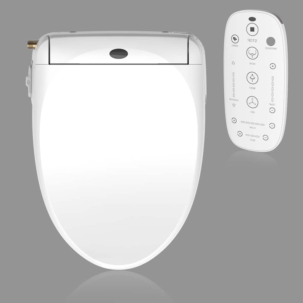 Bidet Toilet Seat, Endless Warm Water, Rear & Front Wash, LED Light, Quiet Operation, Wireless Remote, Low Profile Sittable Lid