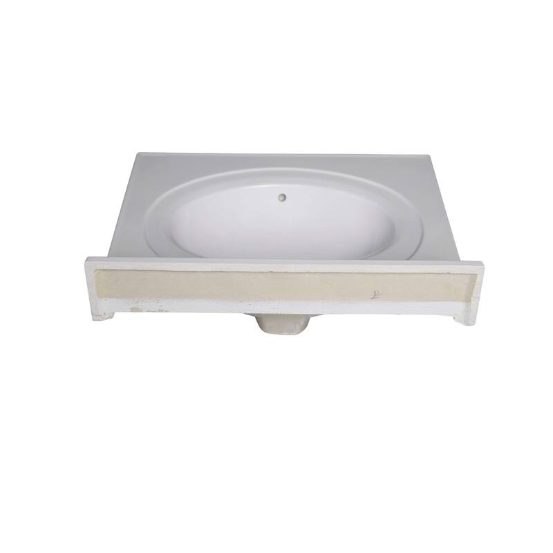 Fine Fixtures White Cultured Marble Top With Integrated Sink, 4" Backsplash and Overflow Included.