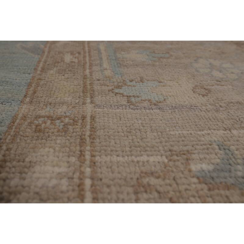 Blue Oushak Vegetable Dye Turkish Area Rug Hand-Knotted Wool Carpet - 8'2"x 10'3"