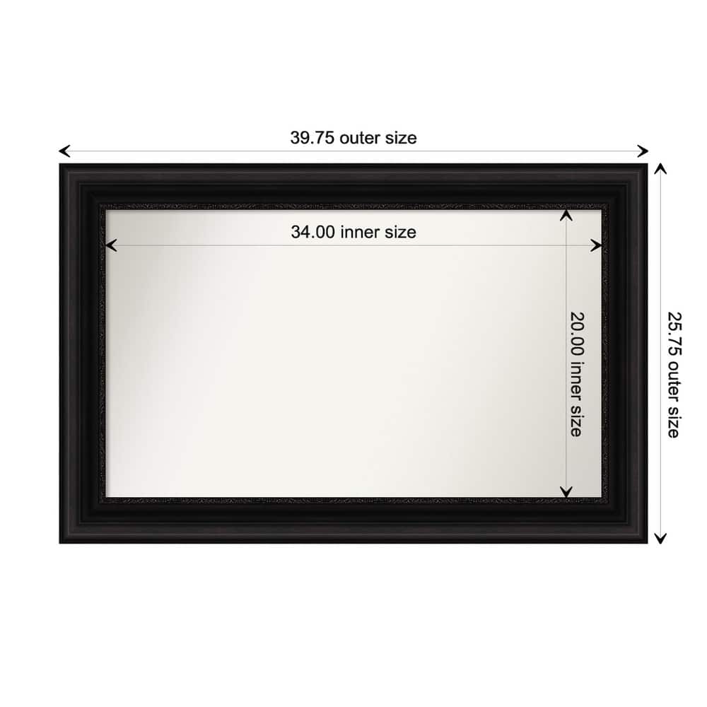 Parlor Black Framed Non-Beveled Custom Wall Mirror, Bathroom Vanity Mirror