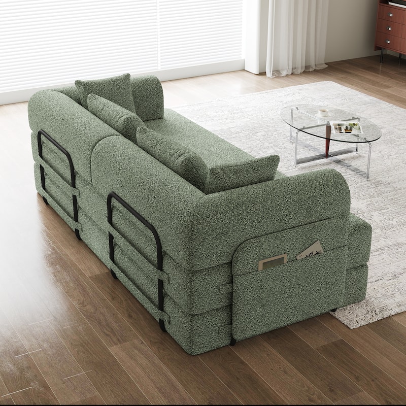 78.7-Inch Convertible Sleeper Sofa Bed With Cylindrical Pillow,Folding Sofa Bed With Side Pocket