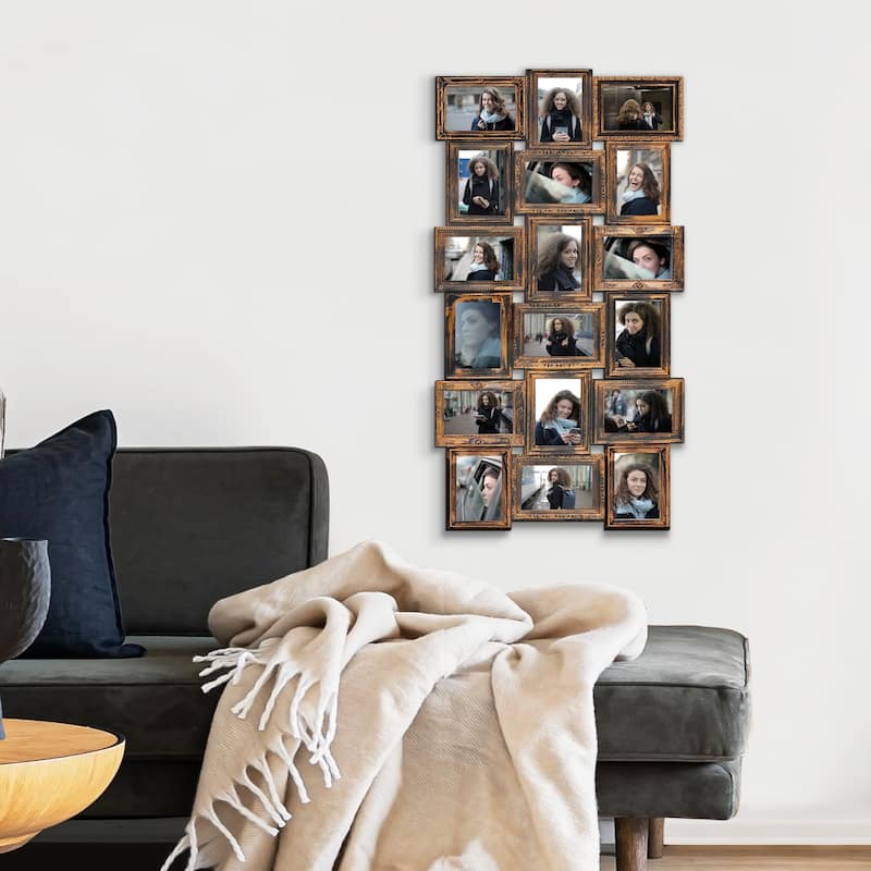 HELLO LAURA 18 Opening 4x6 Large Collage Picture Frame for Wall Decor - Gold