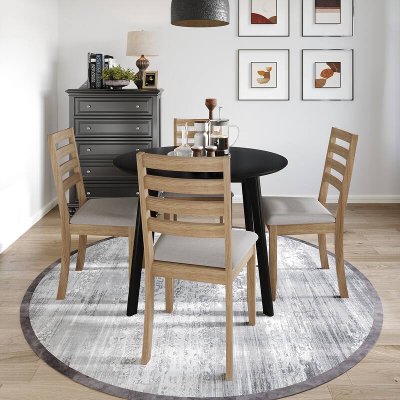 CraftPorch Timeless 4-Piece Chair and Round Table Wooden Dining Set