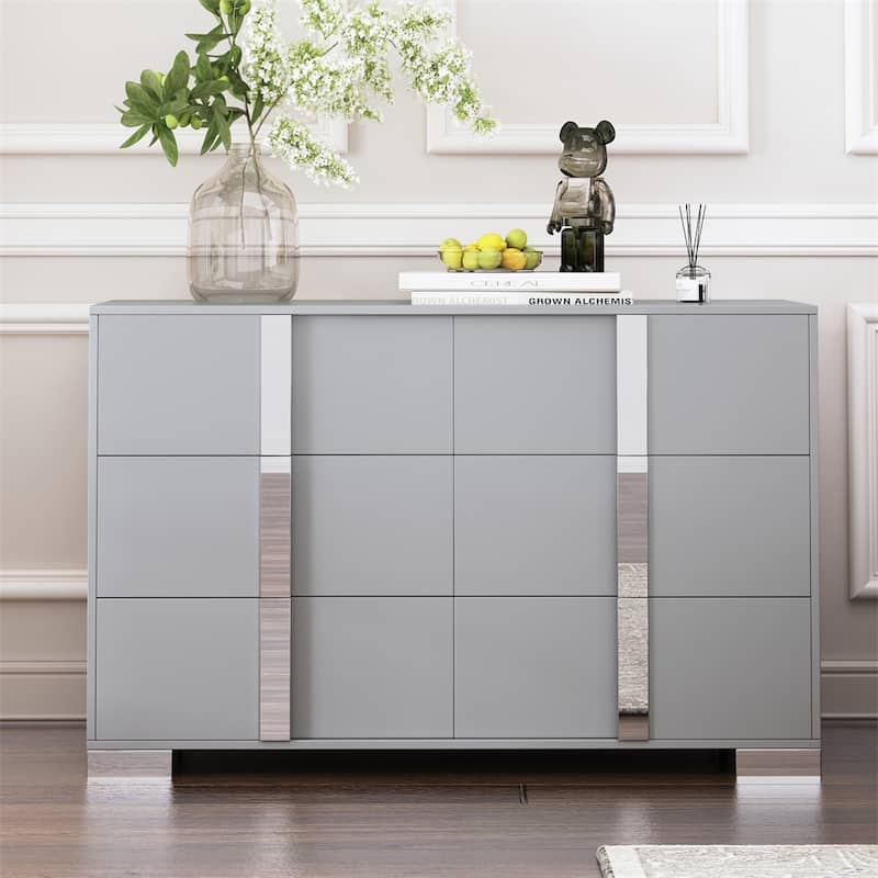 Elegant Modern Dresser with Metal Handle, 6 Drawers