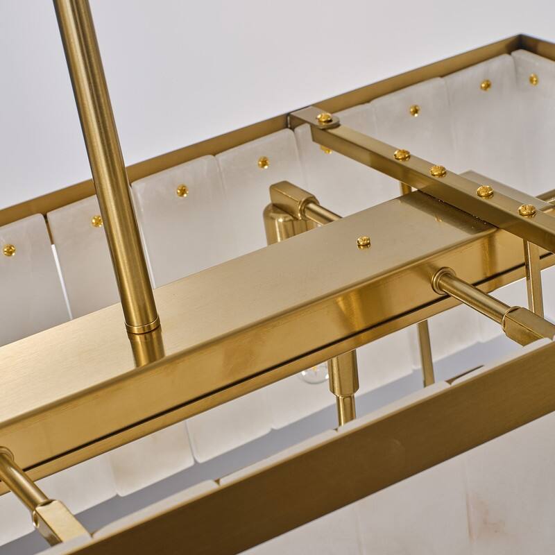 Elegant layered alabaster chandelier with natural stone panels