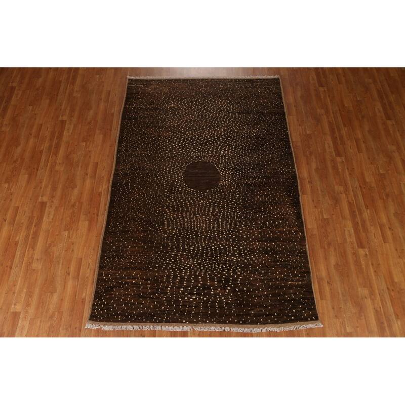 Brown Tribal Moroccan Oriental Area Rug Hand-knotted Wool Carpet - 5'11" x 9'0"