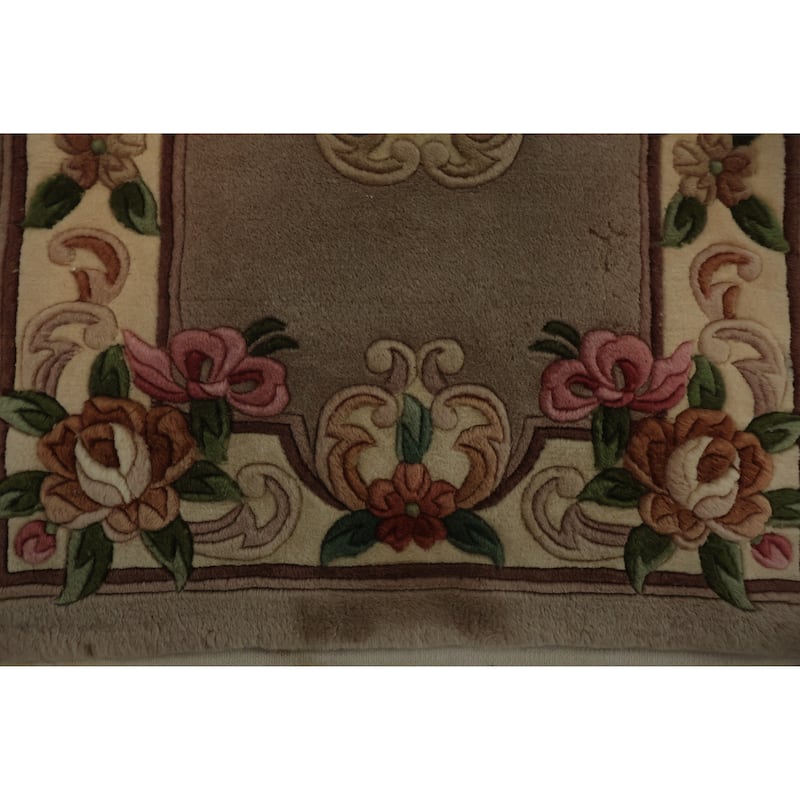 Hand Knotted Oriental 100% Wool Carpet Traditional Floral Brown Art Deco Area Rug - 3' 4'' X 2' 0''