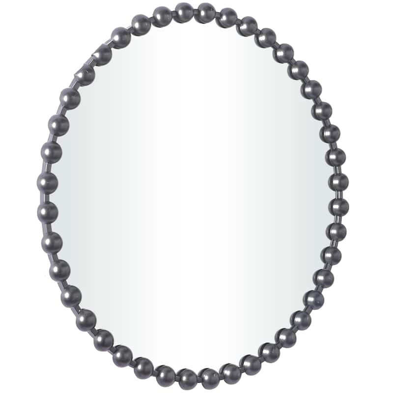 CosmoLiving by Cosmopolitan Metal Wall Mirror with Beaded Detailing - Dark Gray, Gold, Silver