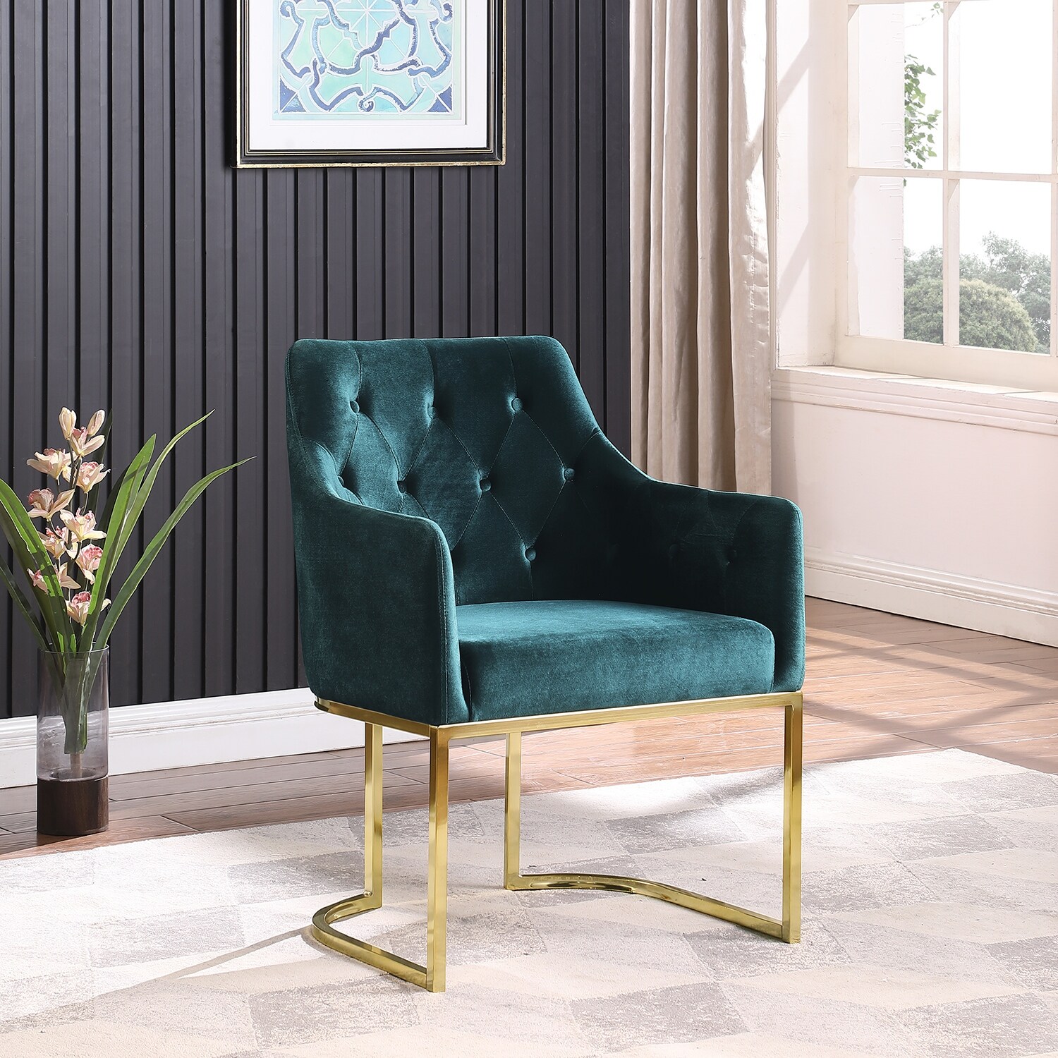 Poynor modern tufted glam accent armchair discount