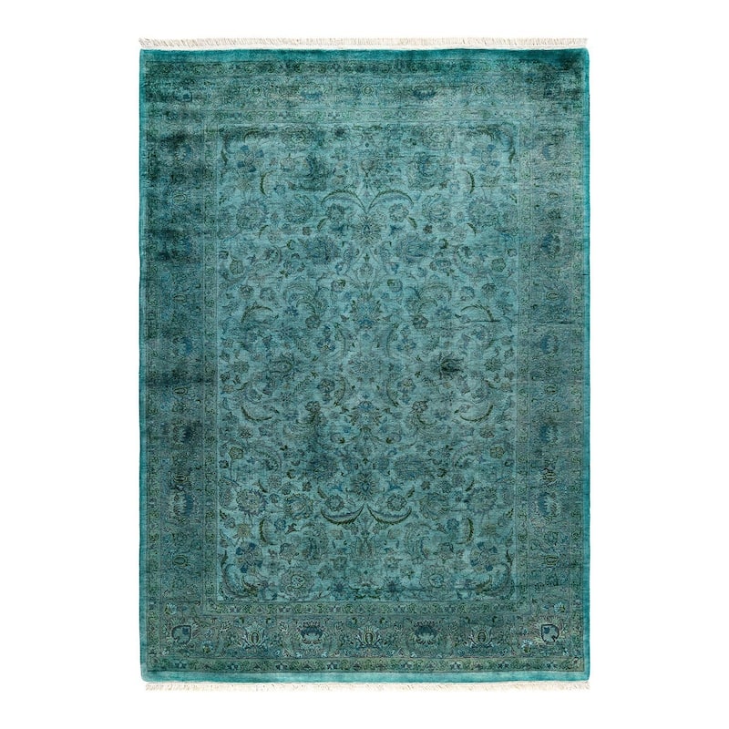 Contemporary Overdyed Wool Hand Knotted Area Rug - 4' 2" x 5' 10"