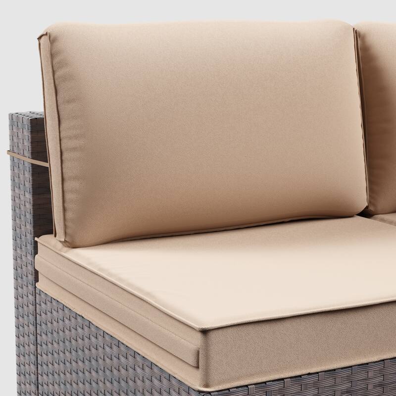 7-Piece Patio Furniture Set, Wicker Outdoor Seatings Conversation Sofa with Side Table - 7-Pieces