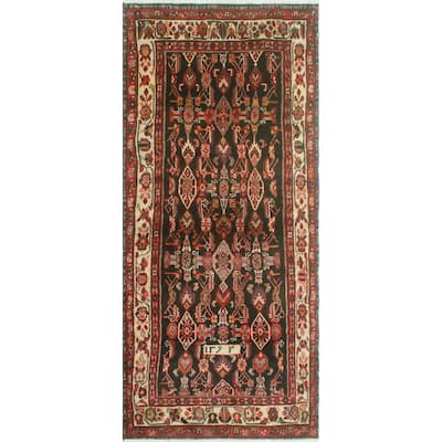 Fine Vintage Distressed Nelson Charcoal/Ivory Runner - 3'8" x 8'9"