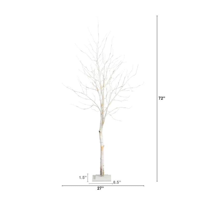 Pre-Lit White Birch Artificial Christmas Tree - 6' - Warm White LED Lights