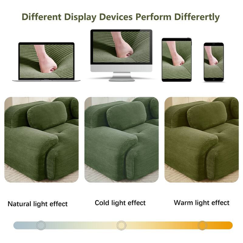 Corduroy Modular Boneless Sectional Sofa with Ottoman, Free combination, Pet-Friendly, No Assembly Required