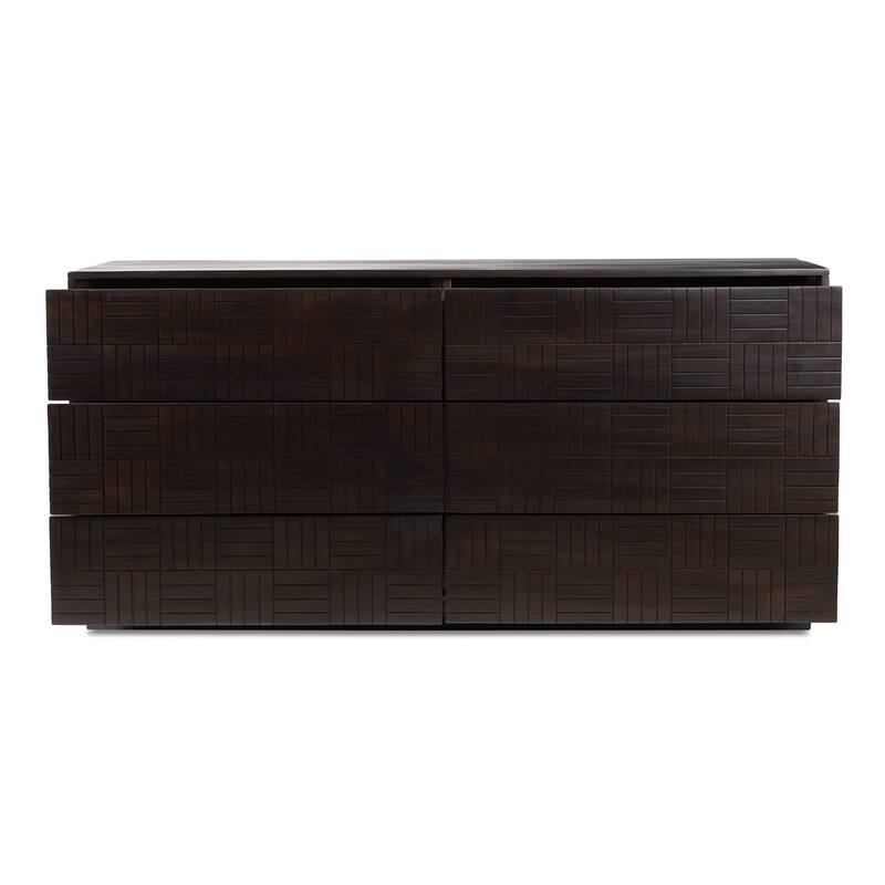 6-Drawer Dark Brown Dresser with Smooth Glide Drawers, Modern Contemporary Design, and Spacious Storage