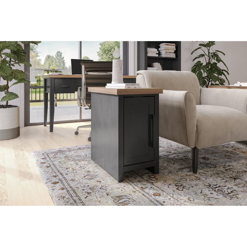 Bridgevine Home Modern Farmhouse 14 inch Chairside Table, No Assembly Required, Two-Tone Finish