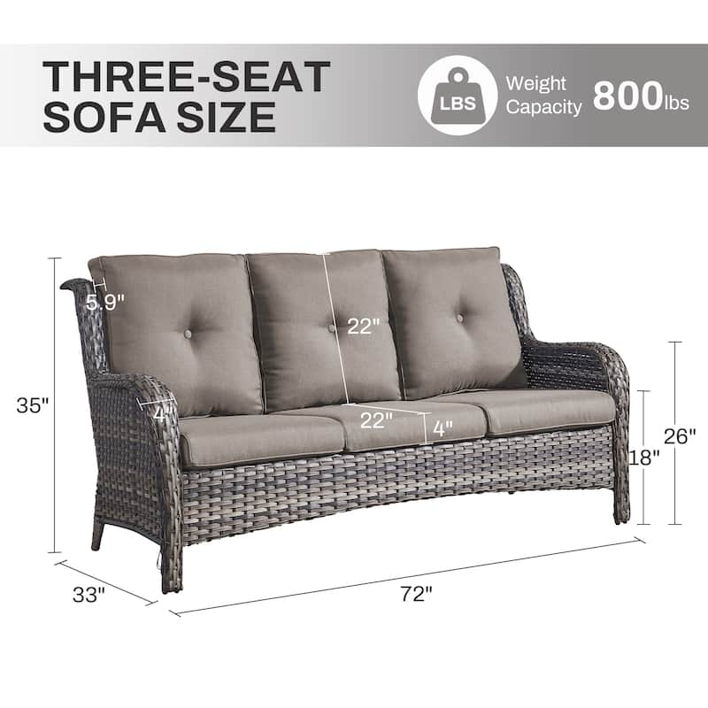 Gymojoy 7-Piece Outdoor Wicker Patio Furniture with 3 Seat Sofa, Rattan Coversation Set with Water Resistant Thick Cushions