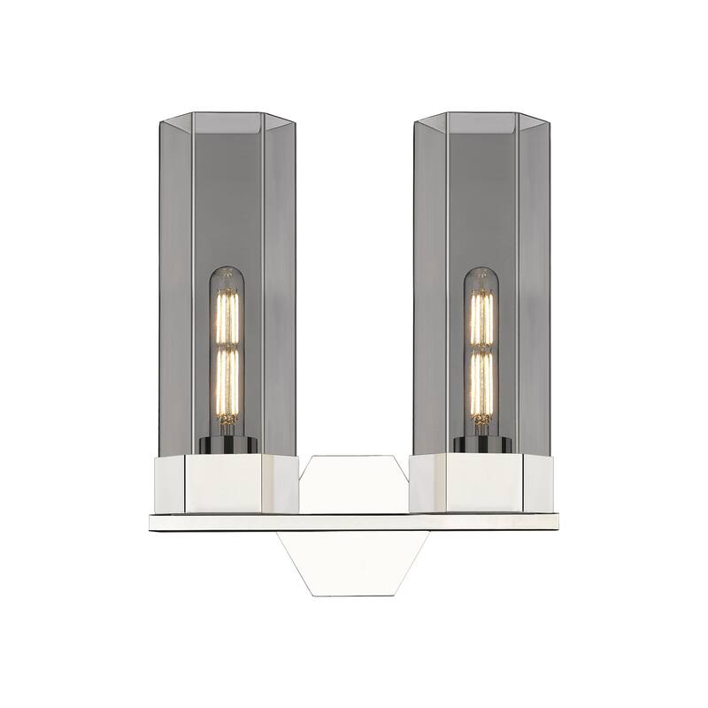 Innovations Lighting 427-2W-17-14 Claverack Vanity Claverack 2 Light - Polished Nickel / Plated Smoke