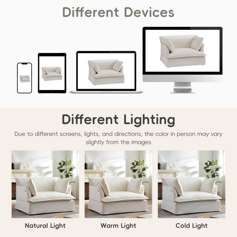 47.2" Oversized Single Sofa Chair Accent Chair with Charging Ports, Chenille Armchair Lounge Chair for Living Room Apartment