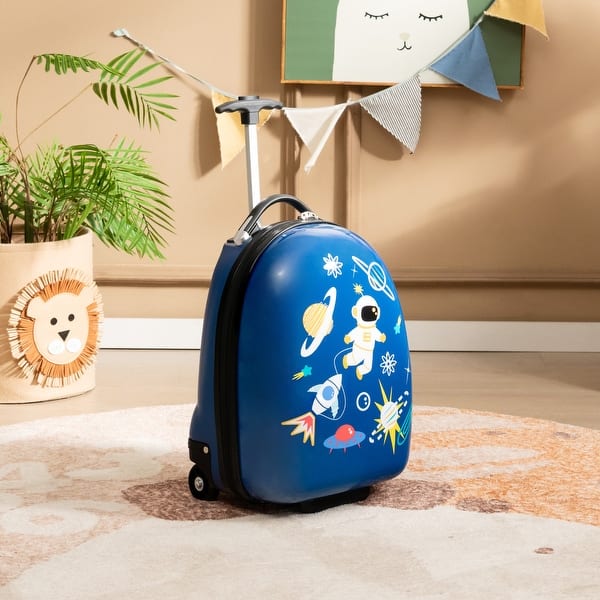 slide 2 of 22, 16 Inch Kids Carry-On Luggage Hard Shell Suitcase with Wheels - 13" x 10.5" x 19"-32" Blue