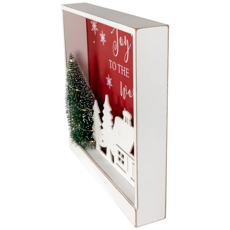 11.75" Lighted Joy To The World Wooden Christmas Wall Decoration