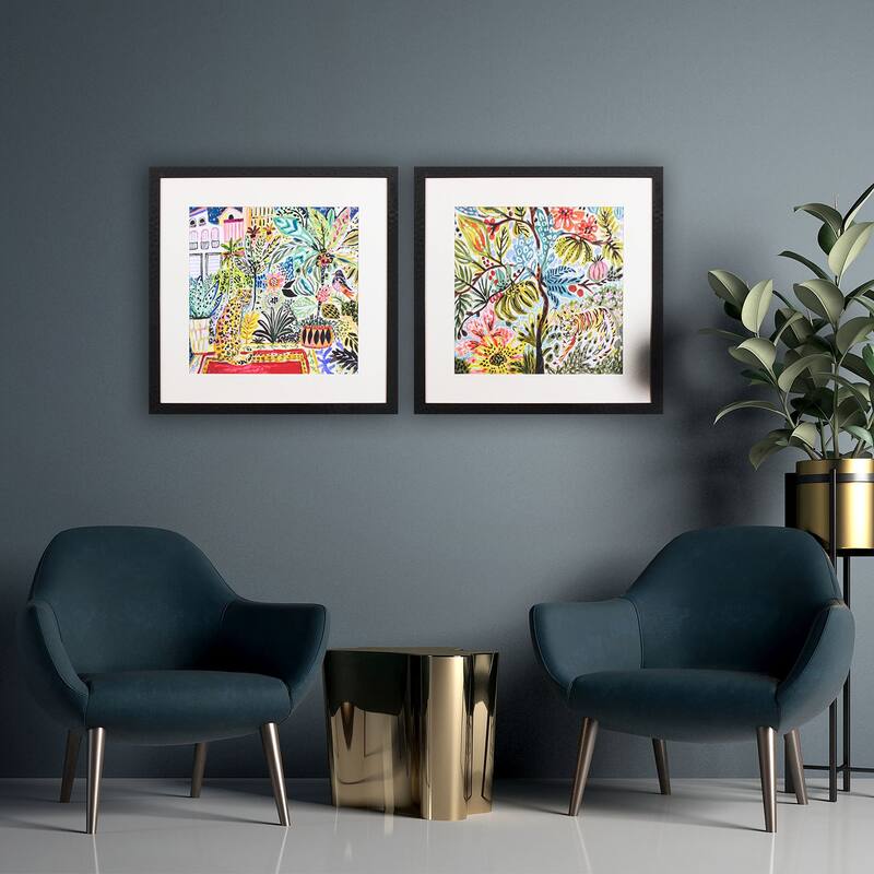 Jungle Cat Landscape S/2 Framed Art Print Under Glass