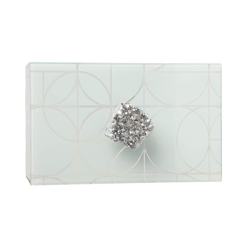 Glass and Wood Glam Decorative Contemporary Box with Stone Accent