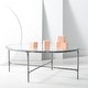 preview thumbnail 1 of 7, SAFAVIEH Couture Jessa Oval Metal Coffee Table - 40"W x 30"D x 15"H Silver/Glass Top