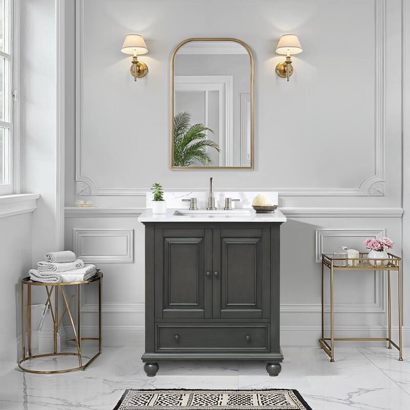 Thompson 30 in. Single Sink Bathroom Vanity with Engineered Stone Top - 31"W x 22"D x 35"H