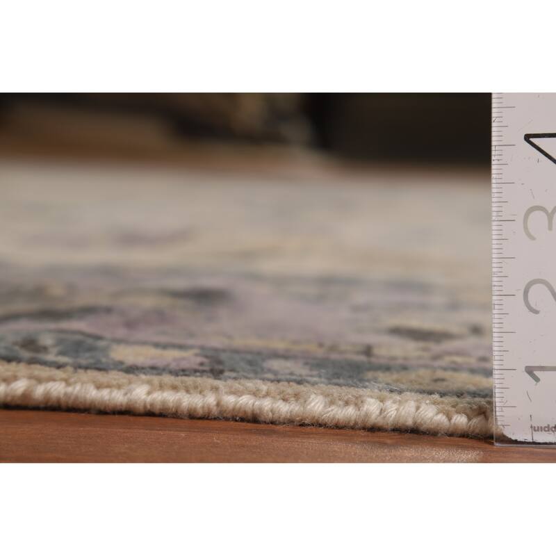 Oushak Indian Area Rug Handmade Beige Floral Wool Carpet - 9'0"x 11'7"