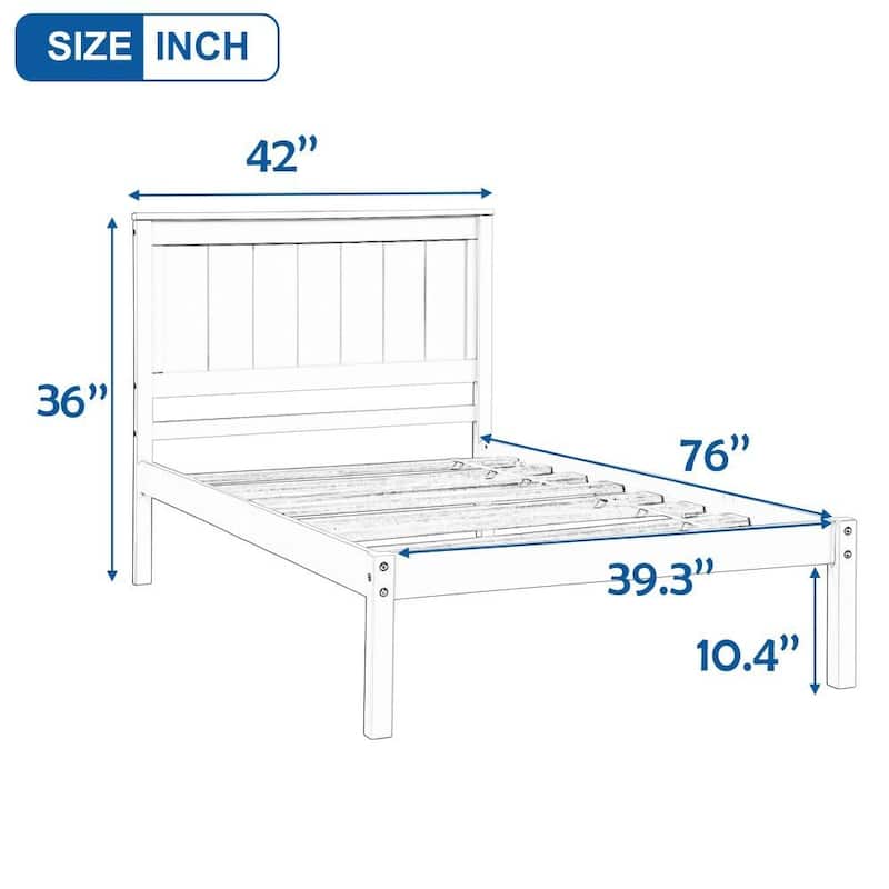 Moda Furnishings Platform Bed Frame with Headboard , Wood Slat Support , No Box Spring Needed ,Twin