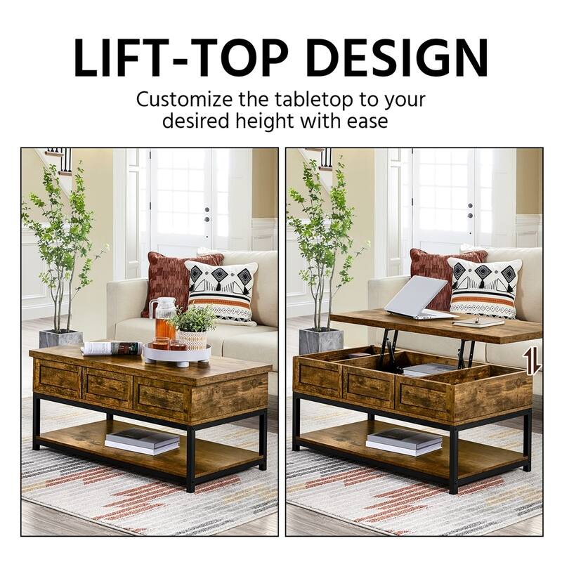 Yaheetech 40" Wooden Lift Top Coffee Table Acent Table w/ Compartments