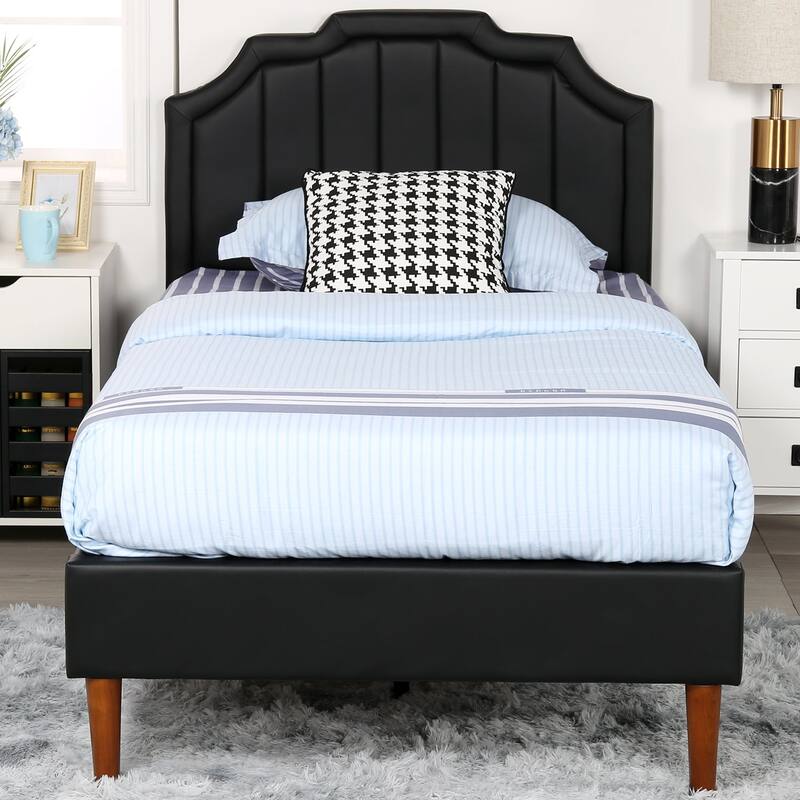 VECELO Black Faux Leather Upholstered Platform Bed- Just Have Full Size Bed