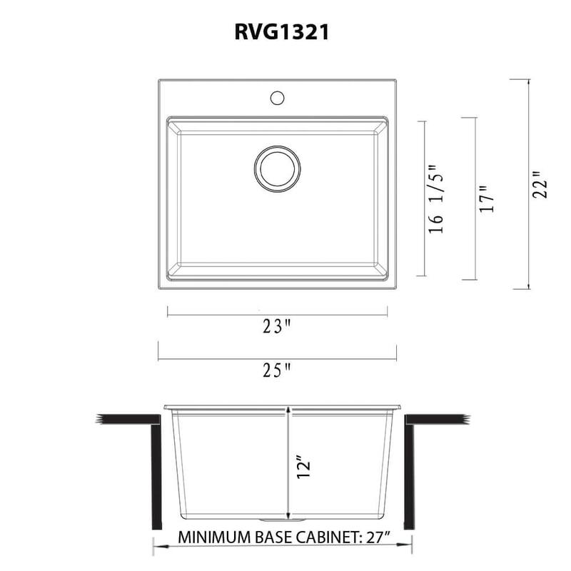 Ruvati 25-inch epiRock Workstation Warm White Topmount Laundry Sink - RVG1321WB