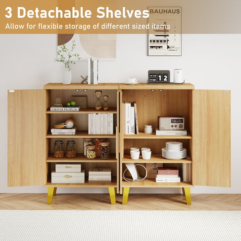 Gymax Buffet Cabinet Storage Cabinet w/ Double Doors & 3 Detachable